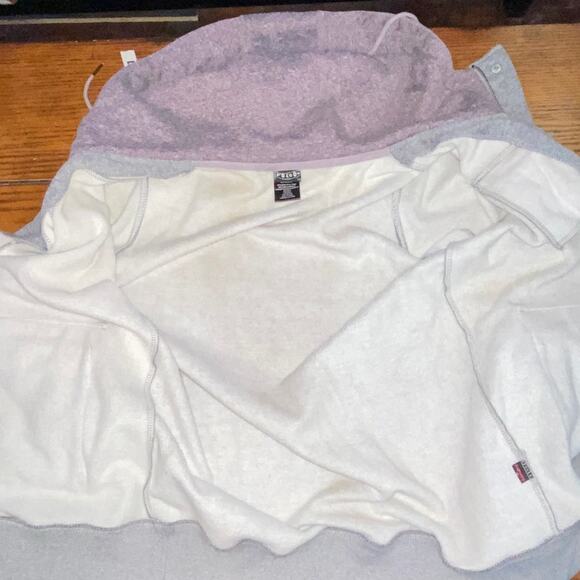 Volcom y2k 2000s Womens Hoodie Gray Size Large Metal Accent Long Jacket Full Zip - Picture 7 of 15